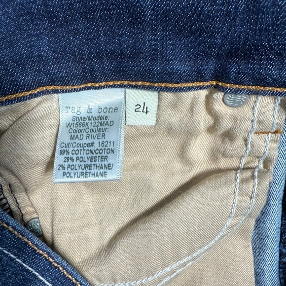 Rag Bone Jean 10 Inch Ankle Skinny Dark Wash Raw Hem Jeans Women's Size 24 - Picture 9 of 12